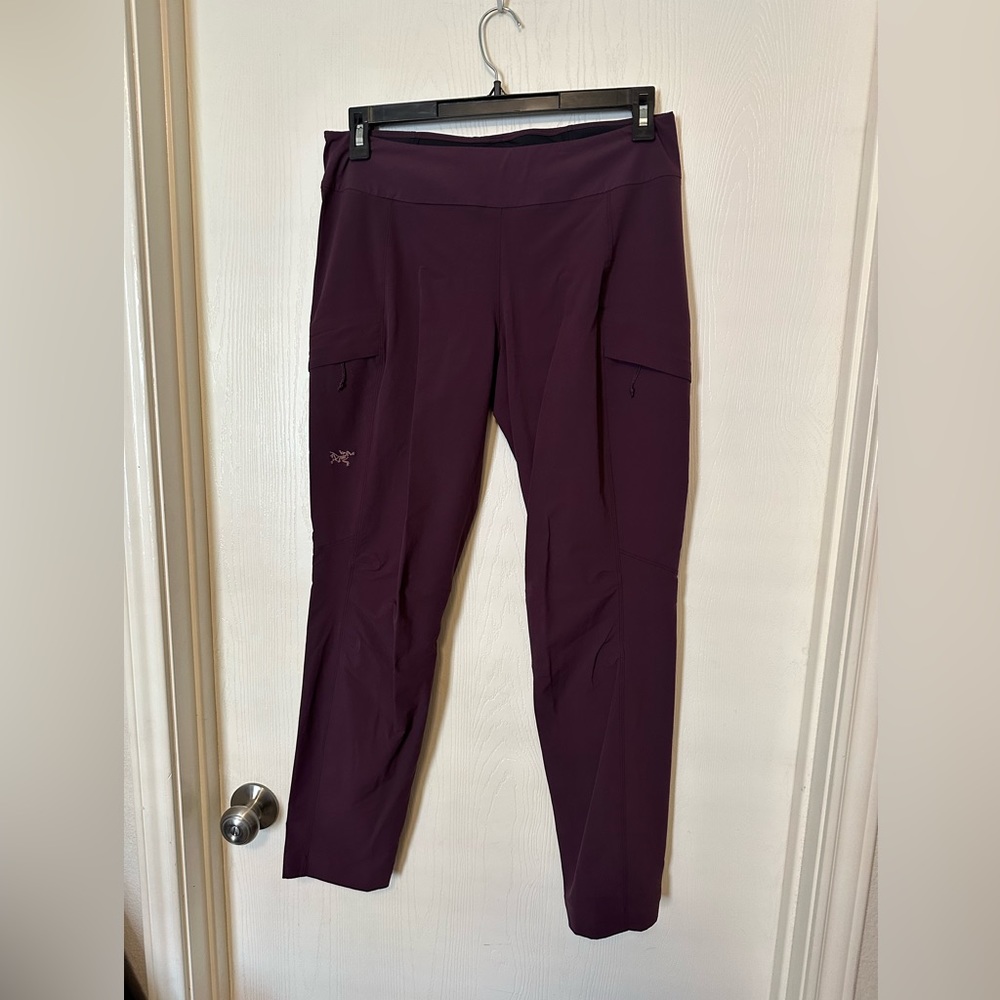 Arcteryx Sabria Pants Women's 10 Purple Hiking Climbing Trail Thigh Pockets